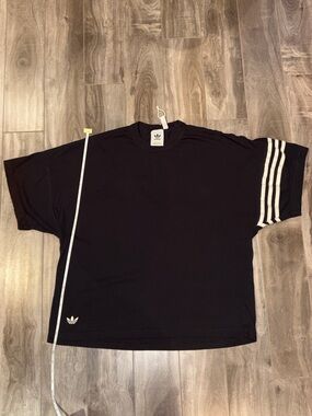 adidas Black Tee with White Three-Stripe Accent